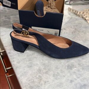Cole Haan Women's Dark Blue Slingback Heels